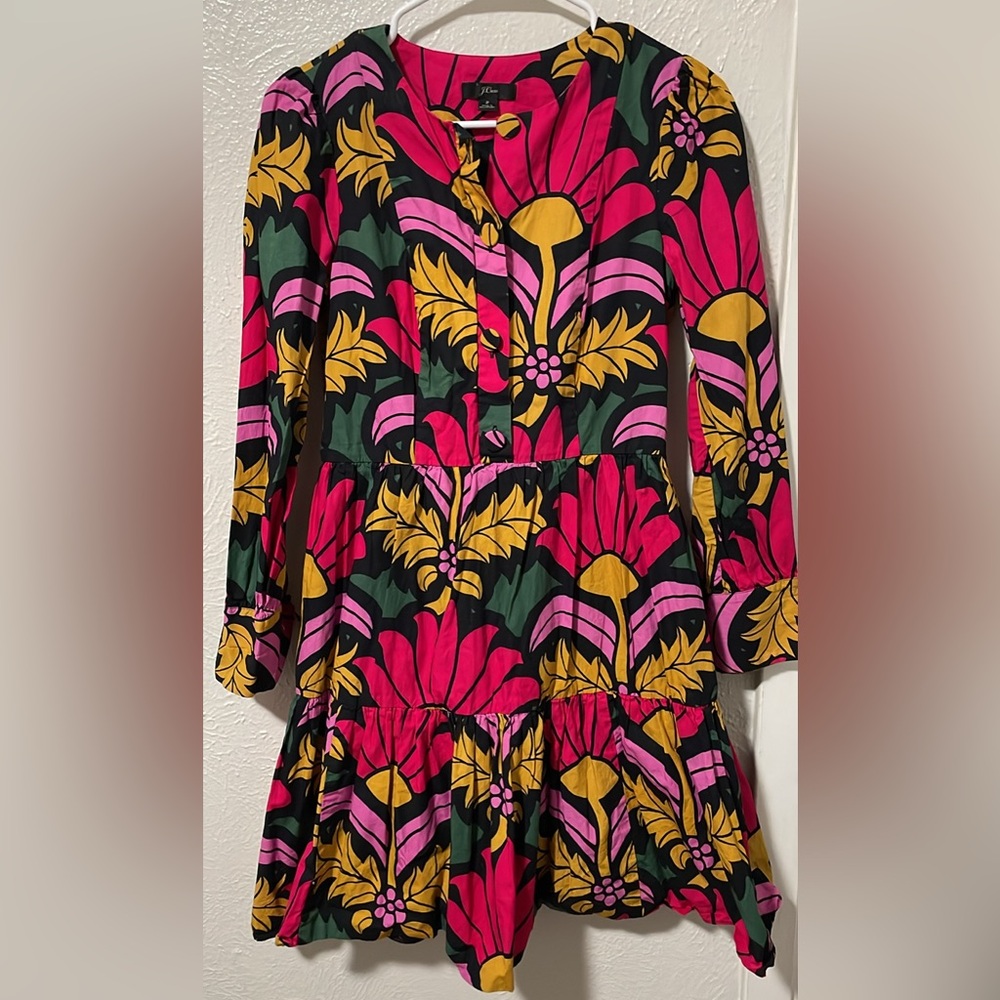 J. Crew Multicolor Ratti Grandi Fiori Tiered Dress